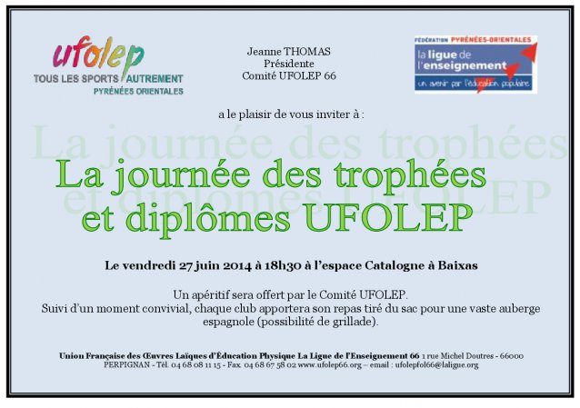 Journée des trophées et diplômes UFOLEP 2014
